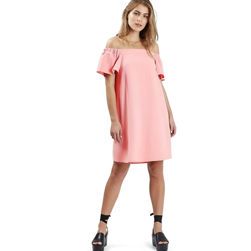Topshop | Blush Off Shoulder Trapeze Dress